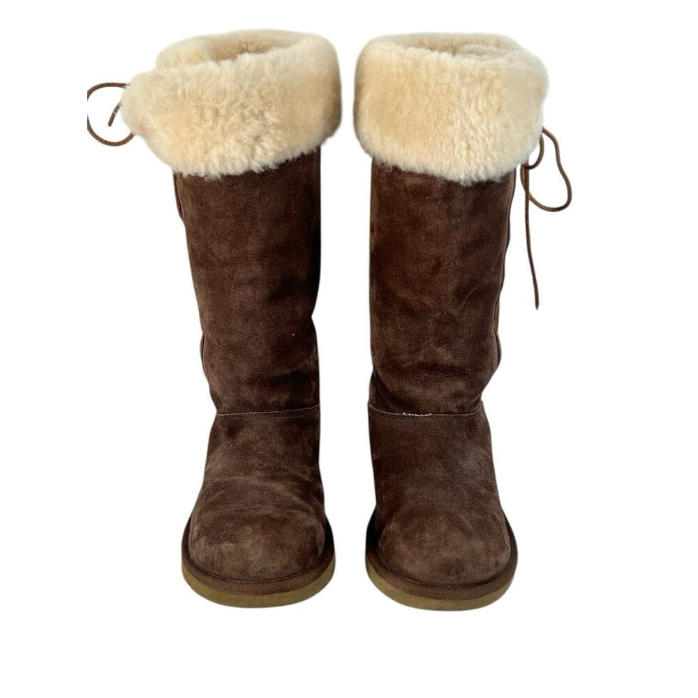 UGG Upside Shearling Cuff Winter Boots Womens Size‎ 7 EUR 38 Chestnut - Picture 3 of 8